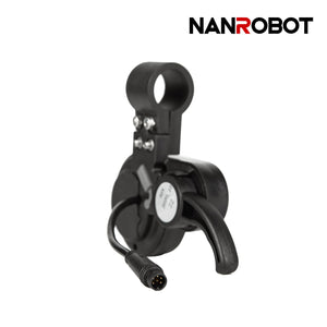NANROBOT electric scooter display and throttle assembly showing controls and digital screen for scooter operation.