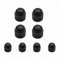 NANROBOT scooter wheel nut cover set showing four black plastic covers on a silver wheel hub.