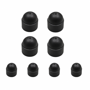 NANROBOT scooter wheel nut cover set showing four black plastic covers on a silver wheel hub.