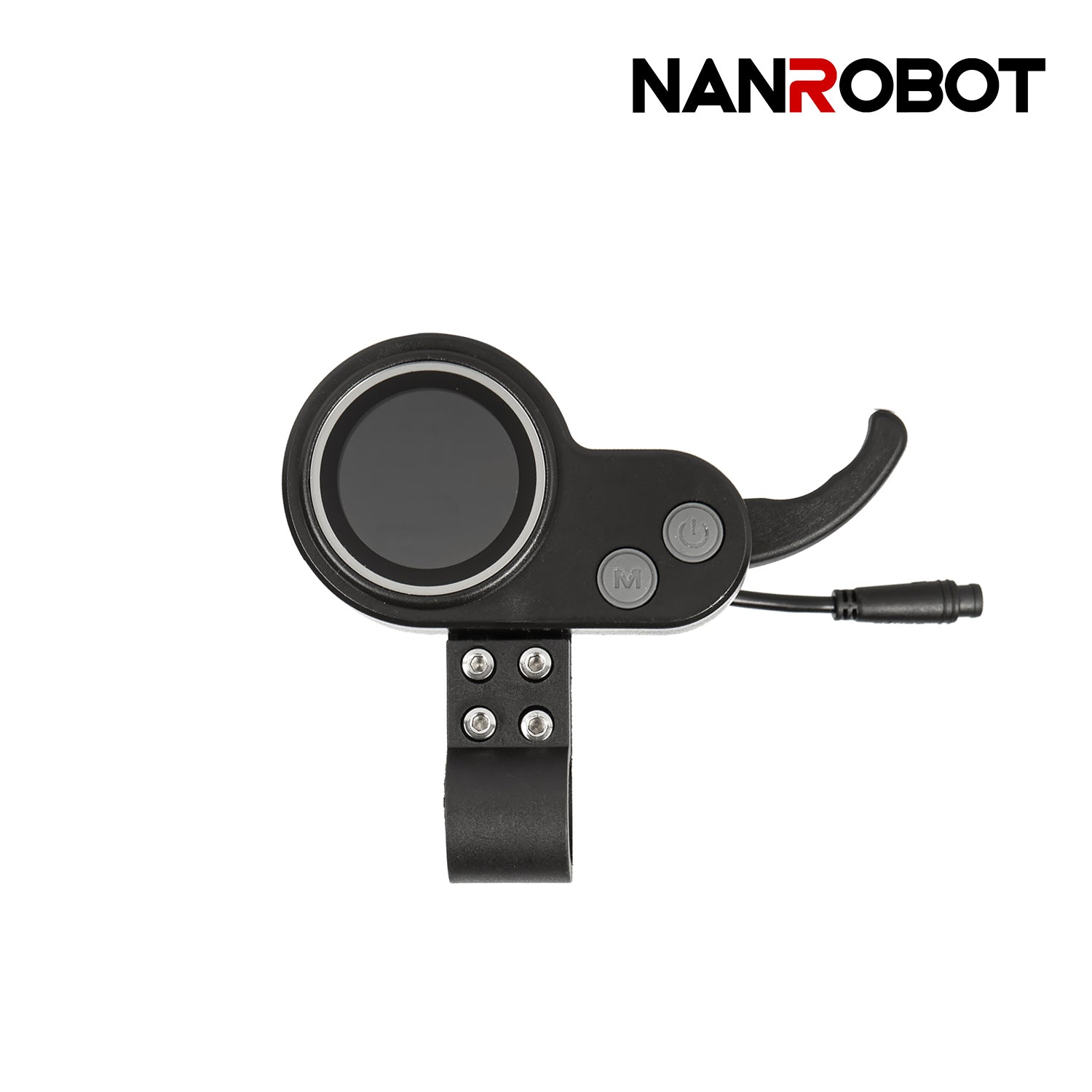 NANROBOT electric scooter display and throttle assembly, old version, showing controls and wiring for scooter parts.