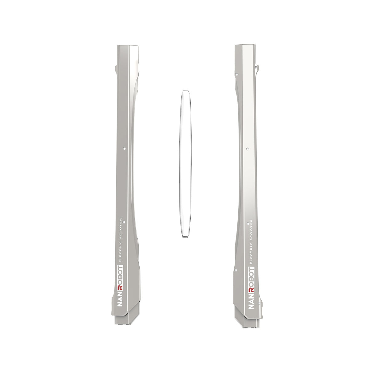 NANROBOT N6 scooter stem plastic parts in silver with logo, showing close-up of the sleek, durable scooter component.