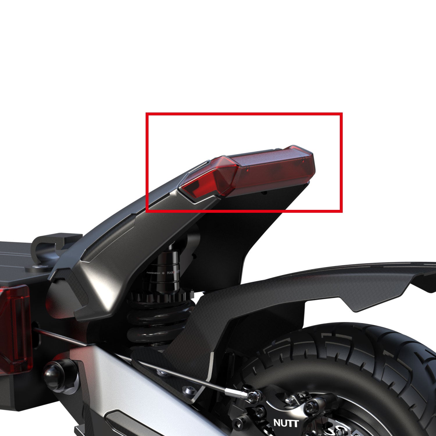 NANROBOT N6 scooter taillight showing red LED rear light mounted on the scooter's back for safety.