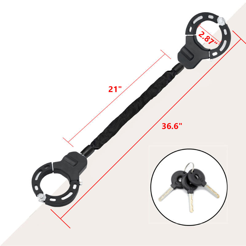 NANROBOT electric scooter chain lock securing scooter with durable metal chain and lock for theft prevention.
